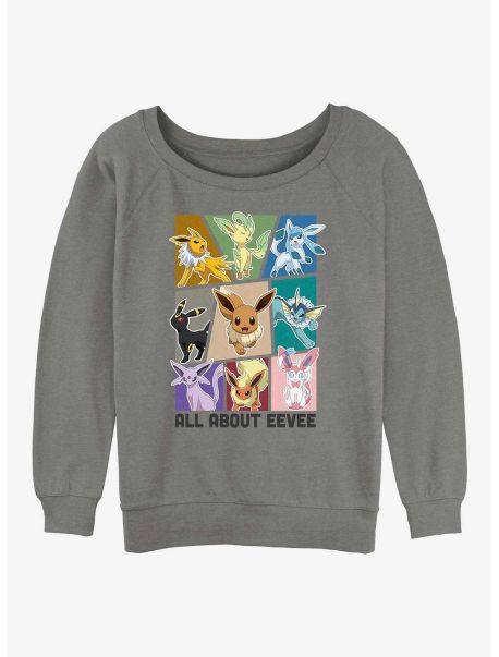 Sweaters Girls Pokemon All About Eevee Girls Slouchy Sweatshirt