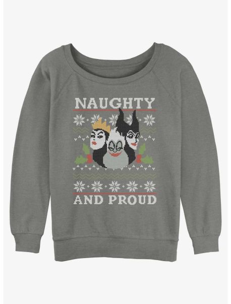 Girls Sweaters Disney Villains Naughty And Proud Ugly Christmas Girls Slouchy Sweatshirt