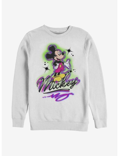 Girls Disney Mickey Mouse Airbrush Mickey Crew Sweatshirt Sweaters