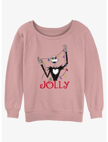 Disney The Nightmare Before Christmas Jolly Jack Christmas Lights Girls Slouchy Sweatshirt Girls Sweaters