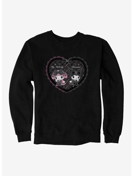 Sweaters My Melody & Kuromi Black Lacey Heart Sweatshirt Girls