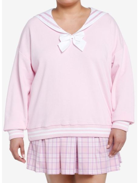 Sweet Society Pink Bunny Ear Sailor Collar Girls Sweatshirt Plus Size Girls Sweaters