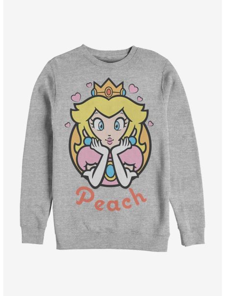 Super Mario Peach Hearts Crew Sweatshirt Girls Sweaters