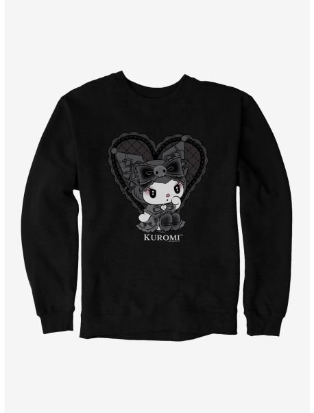 Girls Kuromi Lacey Black Heart Sweatshirt Sweaters