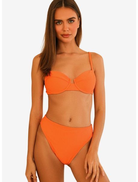 Girls Swim Dippin' Daisy's Seashore Swim Bottom Ginger Orange Ribbed
