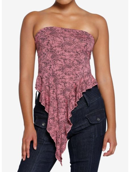 Mauve Floral Pointed Girls Tube Top Tank Tops Girls