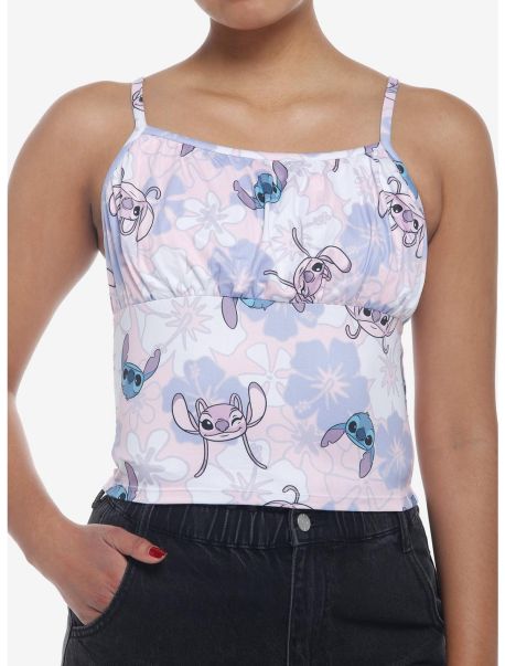 Girls Tank Tops Disney Lilo & Stitch Floral Angel & Stitch Girls Cami