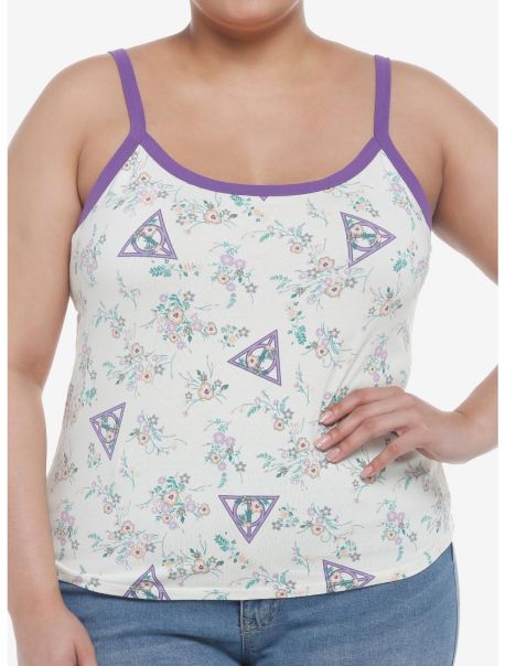 Girls Tank Tops Harry Potter Deathly Hallows Floral Girls Crop Cami Plus Size