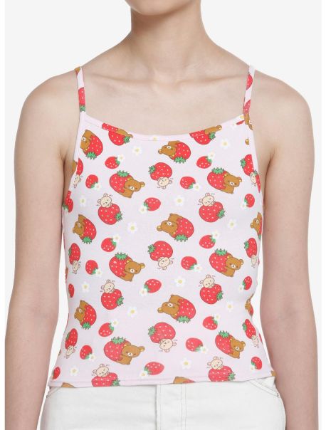 Tank Tops Girls Rilakkuma Strawberries Allover Print Girls Tank Top