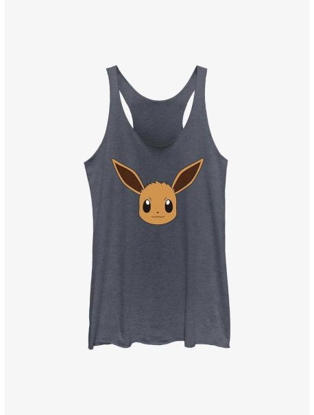 Girls Tank Tops Pokemon Eevee Face Girls Raw Edge Tank