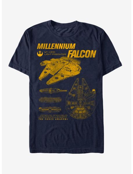 Tank Tops Girls Star Wars The Force Awakens Millennium Falcon Blueprints T-Shirt