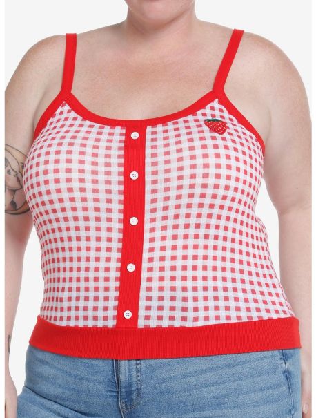 Sweet Society Red Strawberry Gingham Girls Sweater Tank Top Plus Size Tank Tops Girls