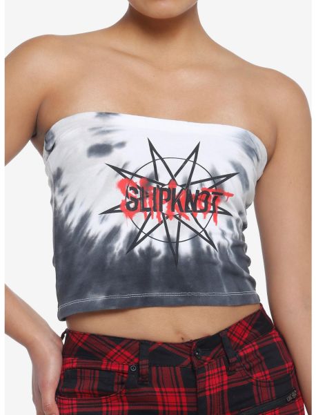 Girls Tank Tops Slipknot Logo Tie-Dye Tube Top