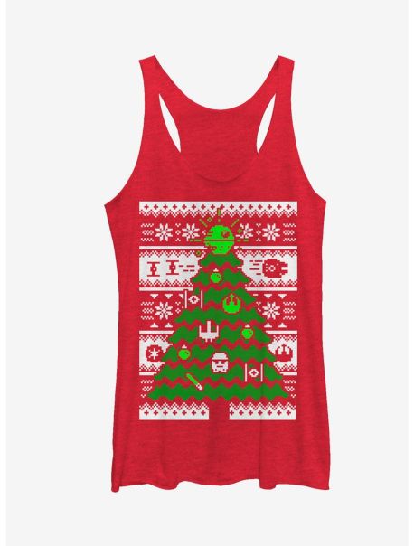 Star Wars Ugly Christmas Sweater Tree Girls Tanks Tank Tops Girls