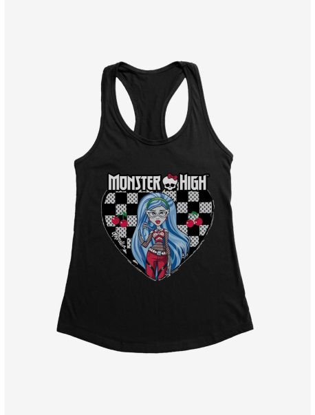 Girls Tank Tops Monster High Ghoulia Yelps Checkerboard Heart Girls Tank