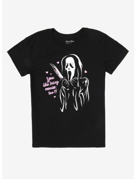 Girls Scream Ghost Face You Like Scary Movies Too? Boyfriend Fit Girls T-Shirt Tees
