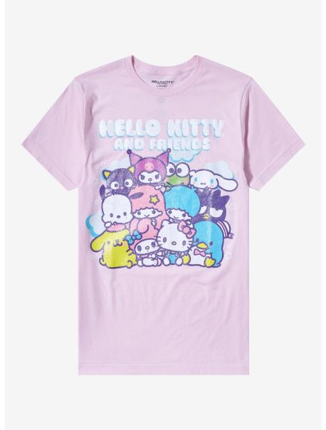 Hello Kitty And Friends Iridescent Glitter Pastel Boyfriend Fit Girls T-Shirt Girls Tees