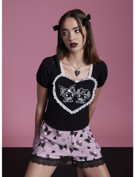 My Melody & Kuromi Lolita Heart Lace Girls Top Tees Girls