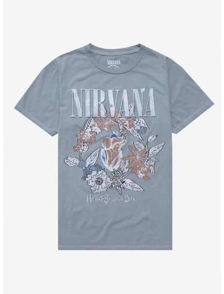 Tees Nirvana Floral Heart Boyfriend Fit Girls T-Shirt Girls