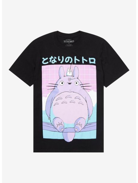 Studio Ghibli My Neighbor Totoro Pastel Grid Boyfriend Fit Girls T-Shirt Girls Tees