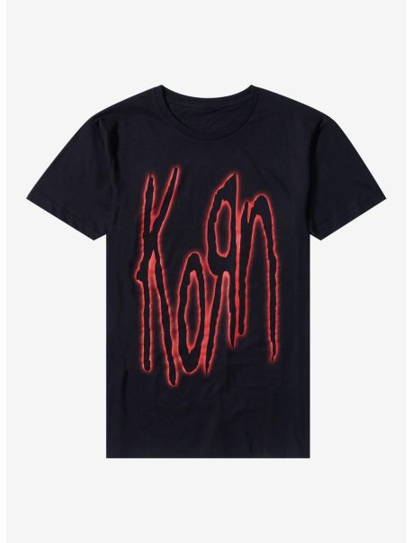 Girls Korn Red Outlined Logo Boyfriend Fit Girls T-Shirt Tees