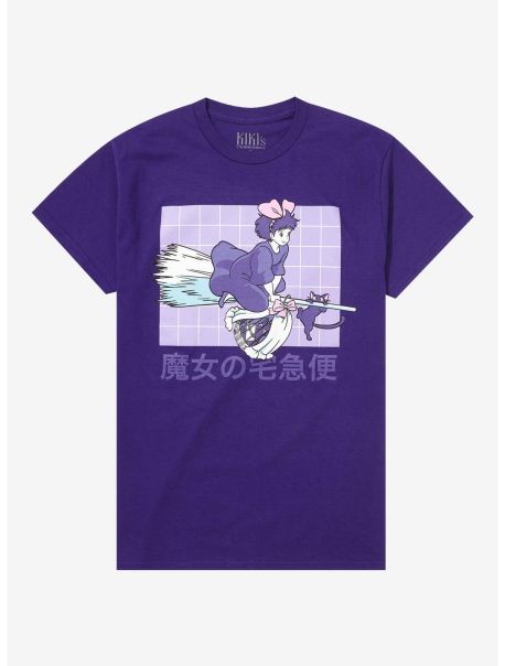 Girls Tees Studio Ghibli Kiki's Delivery Service Purple Grid Boyfriend Fit Girls T-Shirt