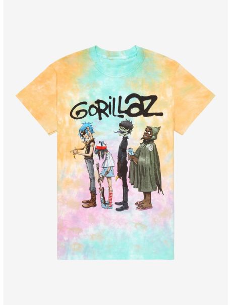 Tees Gorillaz Group Tie-Dye Boyfriend Fit Girls T-Shirt Girls