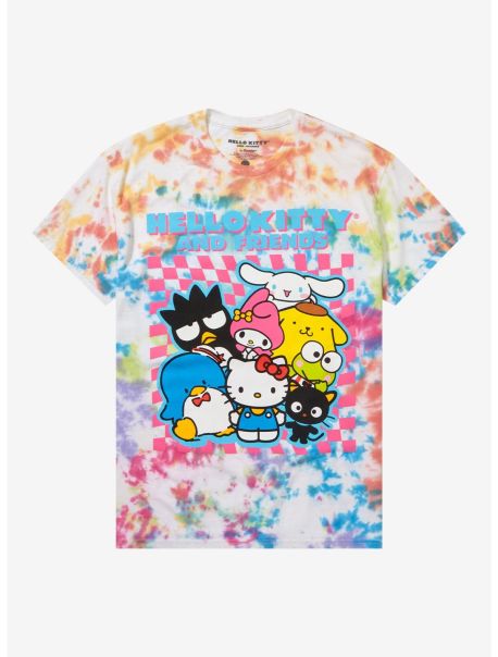 Girls Tees Hello Kitty And Friends Rainbow Checkered Tie-Dye Boyfriend Fit Girls T-Shirt