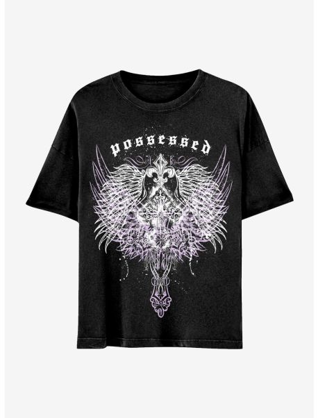 Tees Girls Possessed Winged Cross Boyfriend Fit Girls T-Shirt