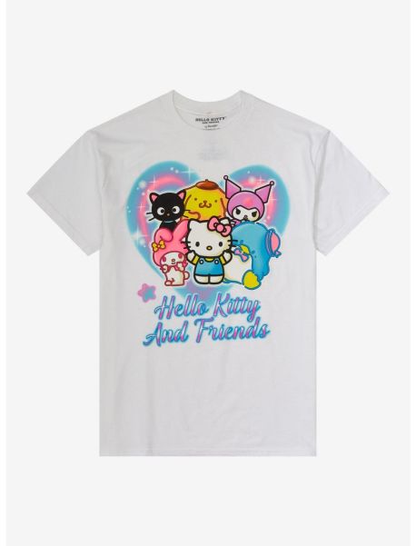 Girls Hello Kitty And Friends Heart Airbush Boyfriend Fit Girls T-Shirt Tees