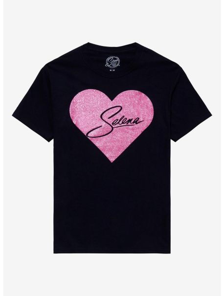 Girls Selena Glitter Heart Boyfriend Fit Girls T-Shirt Tees