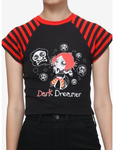 Girls Ruby Gloom Dark Dreamer Stripe Crop Girls Baby T-Shirt Tees