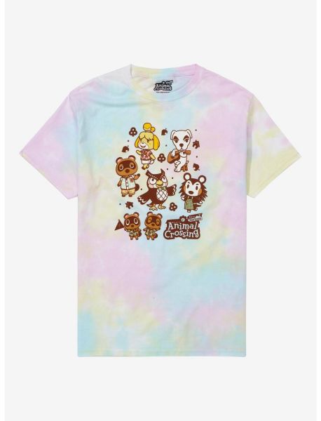 Girls Animal Crossing: New Horizons Npcs Rainbow Tie-Dye Boyfriend Fit Girls T-Shirt Tees