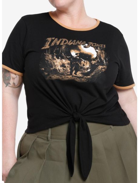 Girls Her Universe Indiana Jones Cave Scene Girls Tie-Front T-Shirt Plus Size Tees