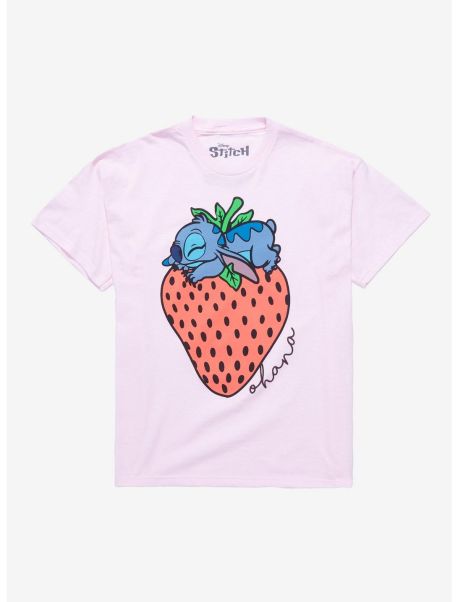 Girls Tees Disney Stitch Strawberry Ohana Boyfriend Fit Girls T-Shirt