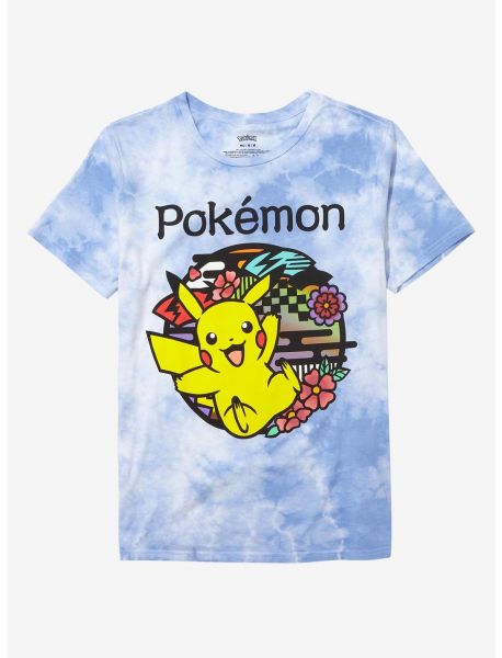 Tees Girls Pokemon Pikachu Circle Tie-Dye Boyfriend Fit Girls T-Shirt