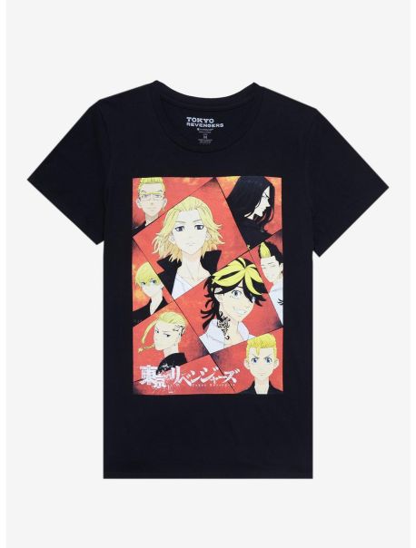 Girls Tees Tokyo Revengers Group Grid Boyfriend Fit Girls T-Shirt