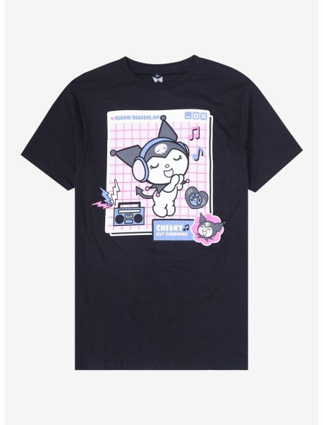 Tees Kuromi Pixel Music Boyfriend Fit Girls T-Shirt Girls