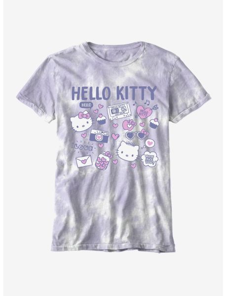 Tees Girls Hello Kitty & Dear Daniel Tie-Dye Boyfriend Fit Girls T-Shirt