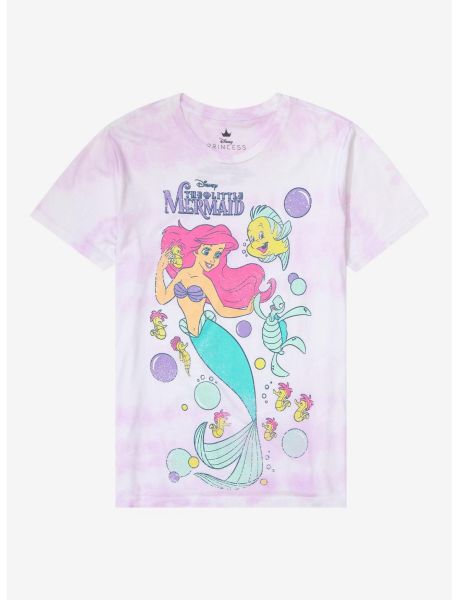 Girls Disney The Little Mermaid Tie-Dye Boyfriend Fit Girls T-Shirt Tees