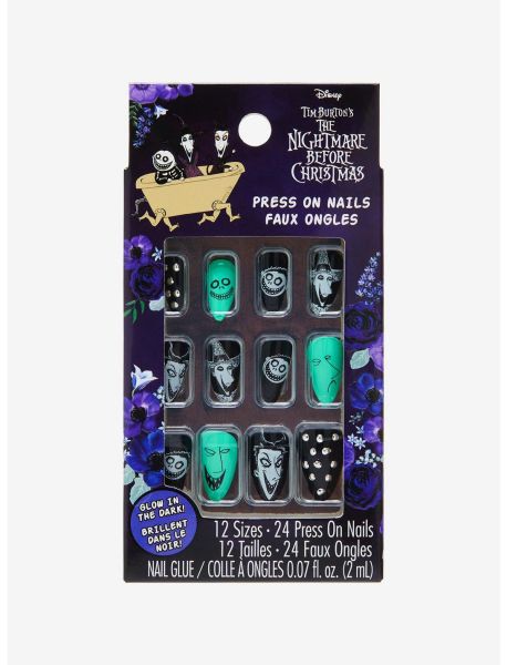 Girls The Nightmare Before Christmas Glow-In-The-Dark Faux Nail Set Beauty