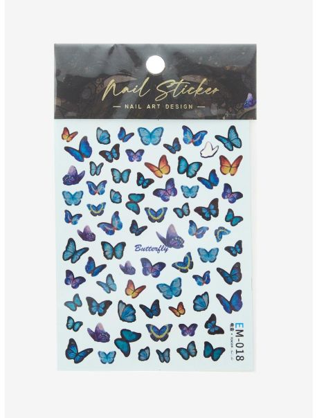 Blue Butterfly Nail Sticker Sheet Beauty Girls