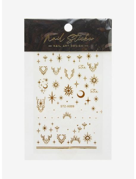 Beauty Gold Celestial Nail Sticker Sheet Girls