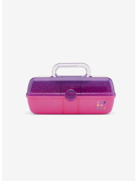 Girls Beauty Caboodles Pretty In Petite Retro Graffiti Purple Sparkle Over Pink Sparkle