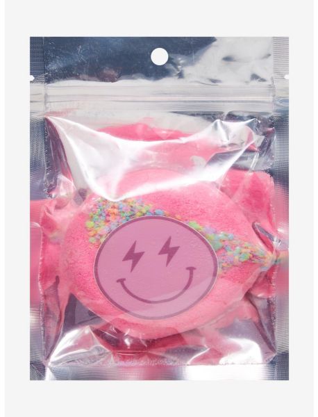 Beauty Girls Pink Donut Bath Bomb With Smile Face Sticker