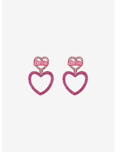 Girls Barbie Bling Glitter Heart Earrings Jewelry