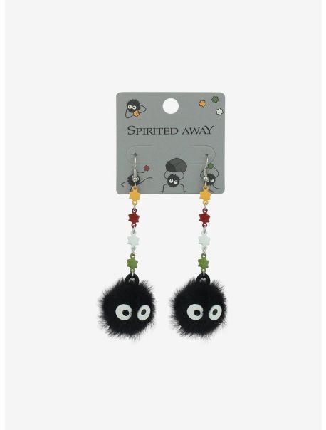 Girls Studio Ghibli Spirited Away Soot Sprites Plush Drop Earrings Jewelry