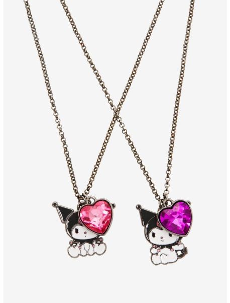 Girls Kuromi Heart Best Friend Necklace Set Jewelry