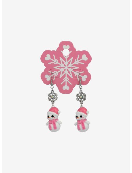 Jewelry Pink Snowman Snowflake Earrings Girls