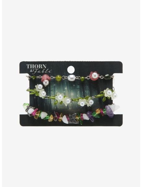 Girls Thorn & Fable Fairy Flower Butterfly Bracelet Set Jewelry
